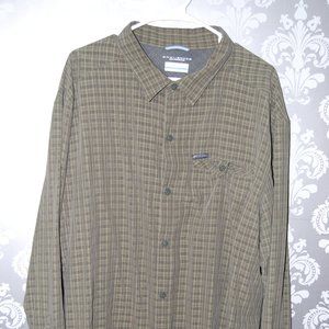Columbia Mens 2XL Omni-Shade Long Sleeve Button Down Outdoor Shirt Plaid